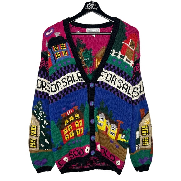 Vintage Sweaters - Vintage Real Estate Agent Knit Cardigan Sweater